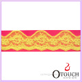 Notable yellow dyed design swiss lace trim for dress